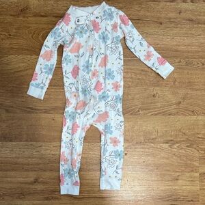 Floral Kids One Piece Footie - Pink and Blue